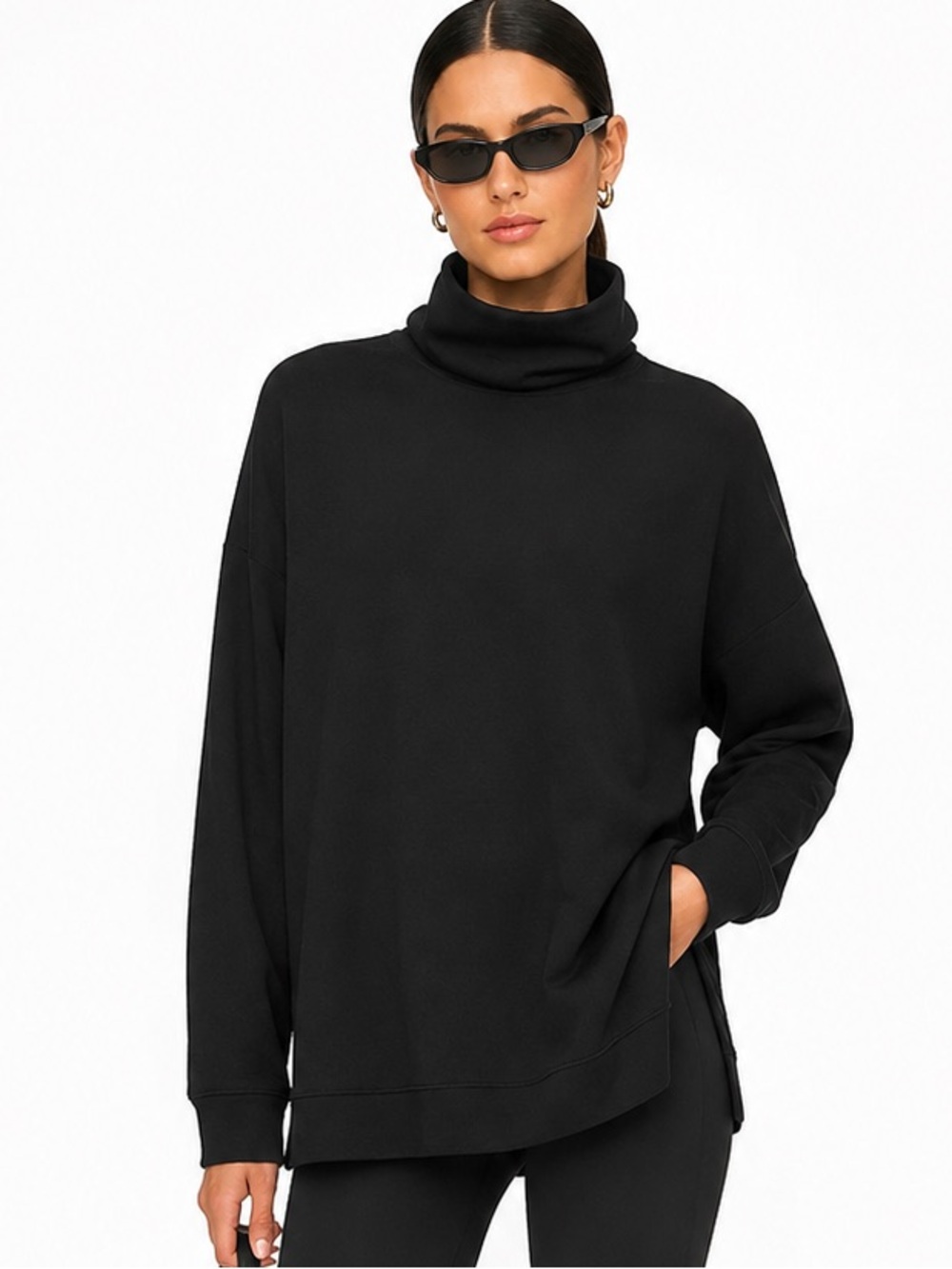 Spanx Black Turtleneck Pullover Luxe Athleisure Oversized XL